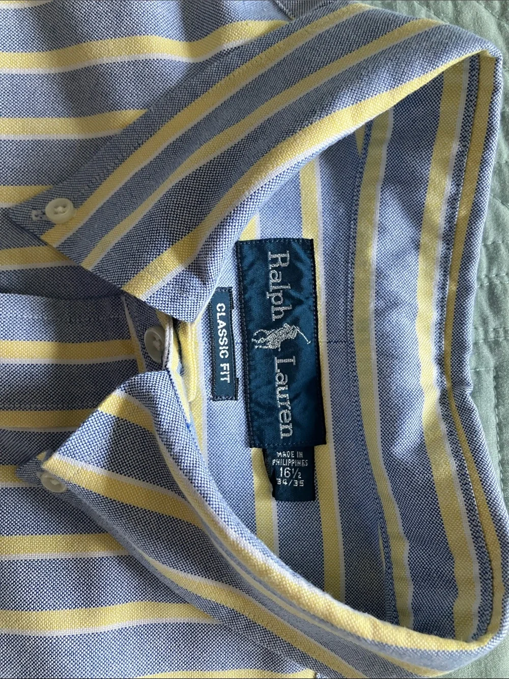 Polo by Ralph Lauren Blue and Yellow Stripe Button-Down Shirt